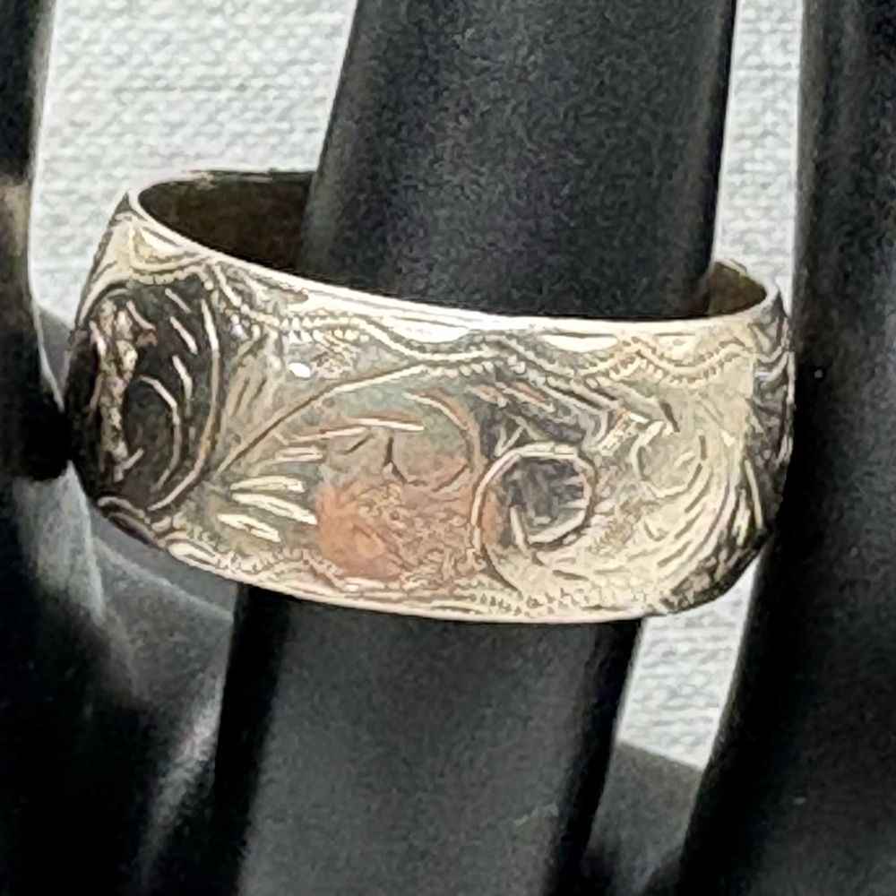 Sterling Silver Engraved Band Ring, 11.25 Unisex